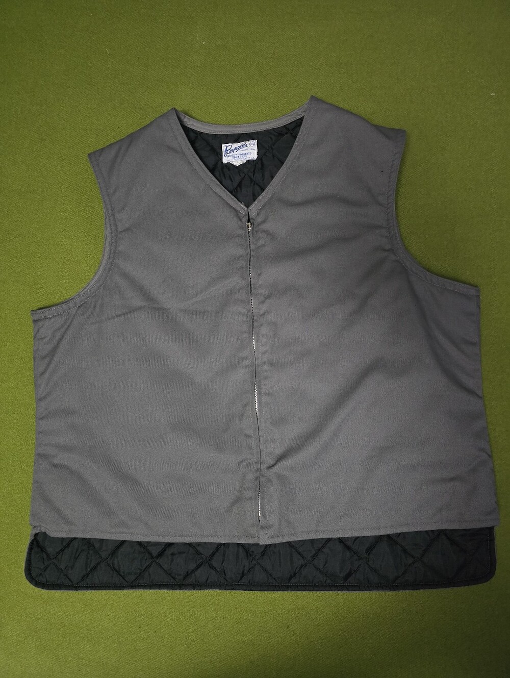 Vintage Workwear Quilted-Trim Gray Men's Vest -